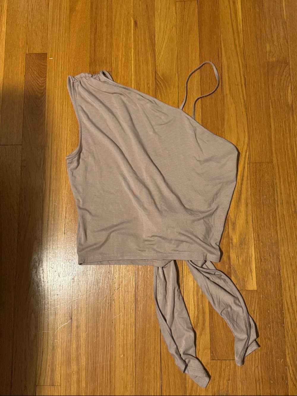 Free People One-Shoulder Tie-Back Tank in Taupe